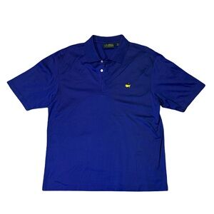 Amen Corner mens L Large blue solid Masters mercerized cotton golf polo shirt